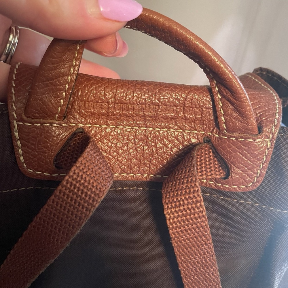 Longchamp Brown Nylon & Leather Backpack Tote - Picture 3 of 16